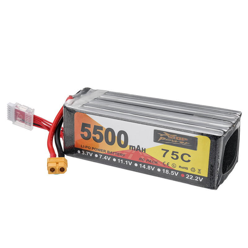 ZOP POWER 22.2V 5500mAh 75C 6S LiPo Battery XT60 Plug for RC Drone