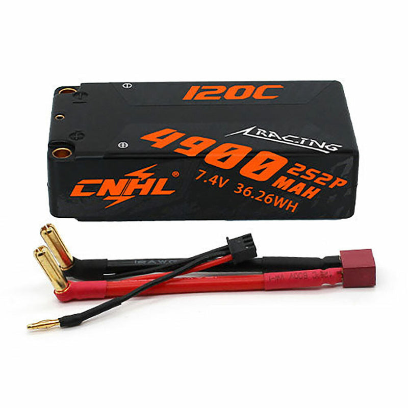 CNHL Racing Series 7.4V 4900mAh 120C 2S Hard Case LiPo Battery T Dean Plug for Wltoys 144001 RC Car