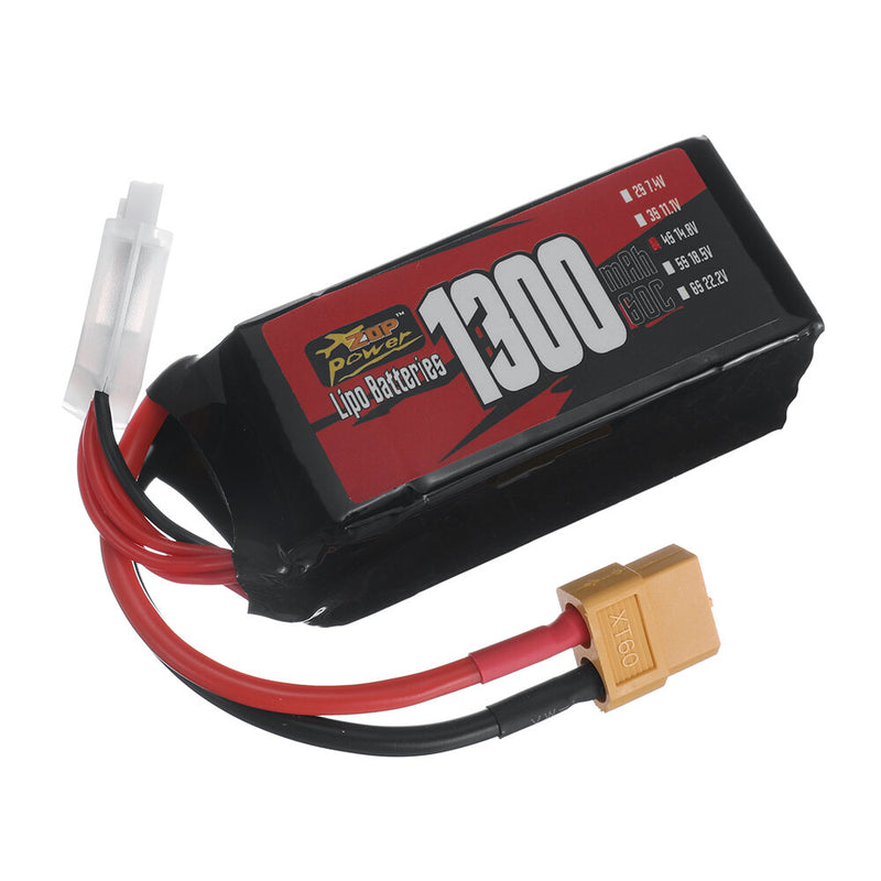 ZOP Power 4S 14.8V 1300mAh 60C 19.24Wh LiPo Battery XT60 Plug for RC Drone