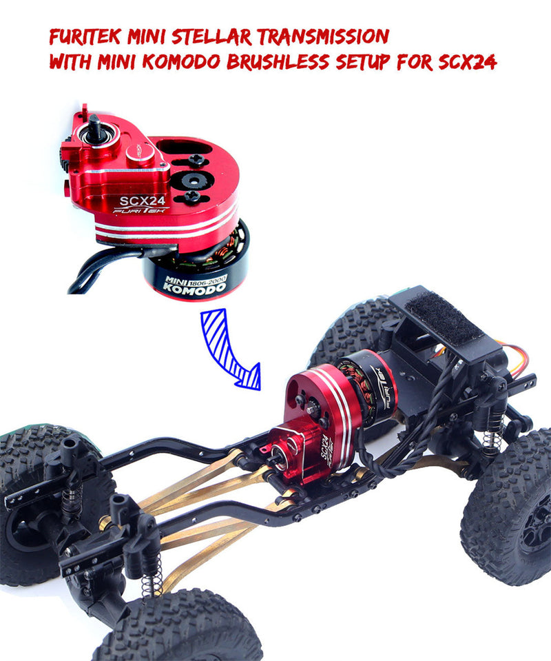 FURITEK Mini Stellar Transmission Gearbox with Mini KOMODO Brushless Motor for SCX24 1/24 Micro Rock Crawler RC Car Parts