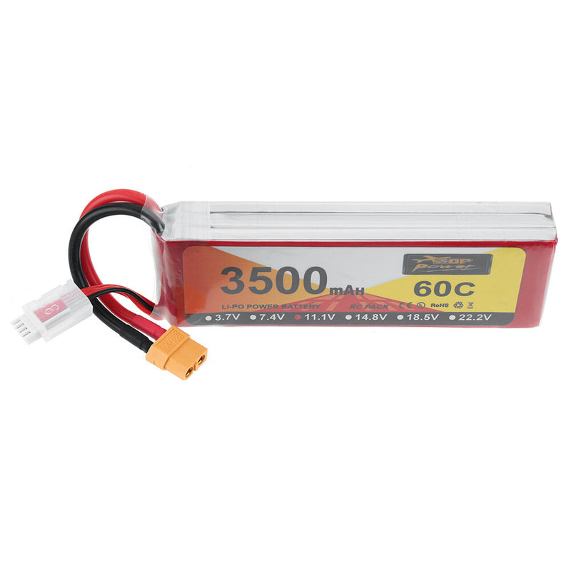 ZOP POWER 11.1V 3500mAh 60C 3S LiPo Battery XT60 Plug for RC Drone