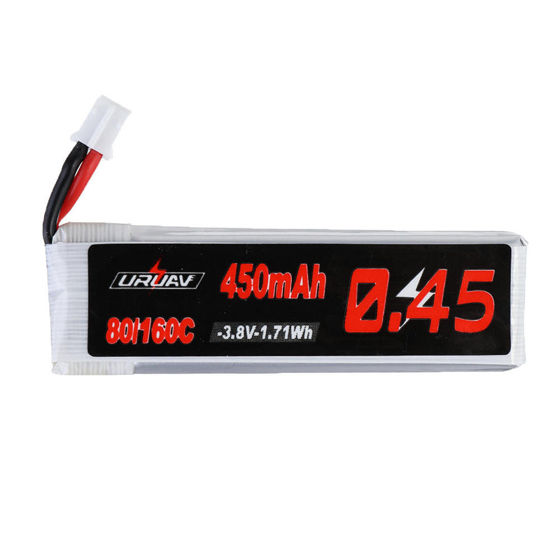 10Pcs URUAV 3.8V 450mAh 80C/160C 1S Lipo Battery PH2.0 Plug for EMAX Tinyhawk II 75mm Tiny7 Happymodel Snapper7