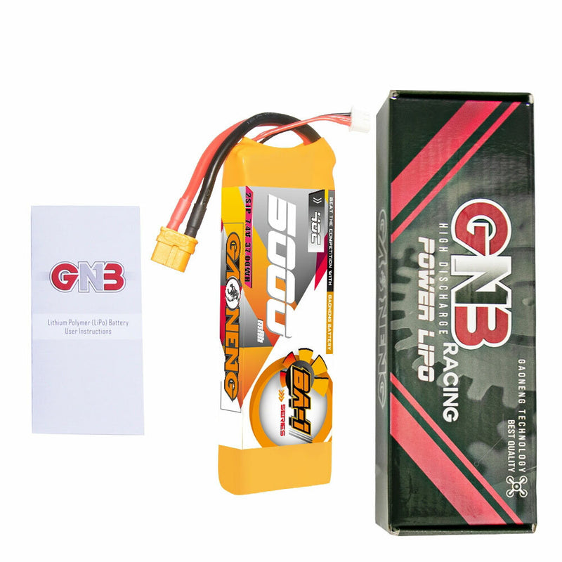 Gaoneng GNB 7.4V 5000mAh 40C 2S LiPo Battery T Plug / XT60 Plug for 1/10 and 1/8 scale RC Hobby Models RC Car Boat