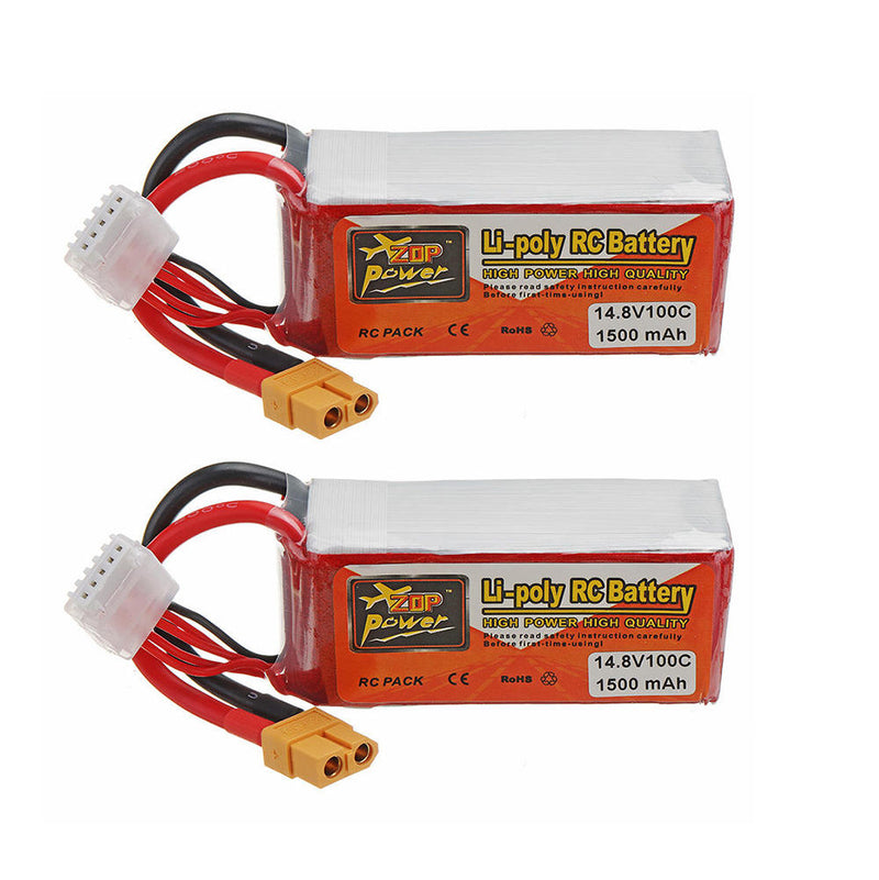 2Pcs ZOP POWER 14.8V 1500mAH 100C 4S Lipo Battery With XT60 Plug For RC Models