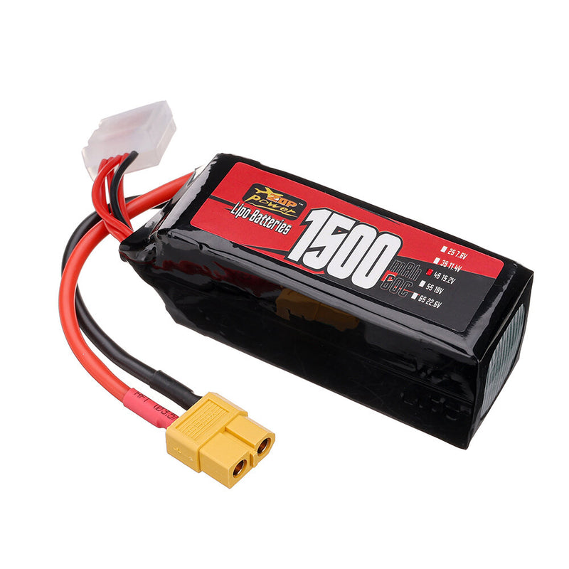 ZOP Power 4S 15.2V 1500mAh 60C 22.8Wh LiPo Battery XT60 Plug for RC FPV Racing Drone Airplane Helicopter