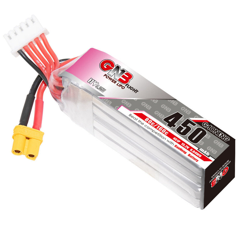 Gaoneng GNB 15.2V 450mAh 80C 4S HV LiPo Battery XT30 Plug for iFlight A85