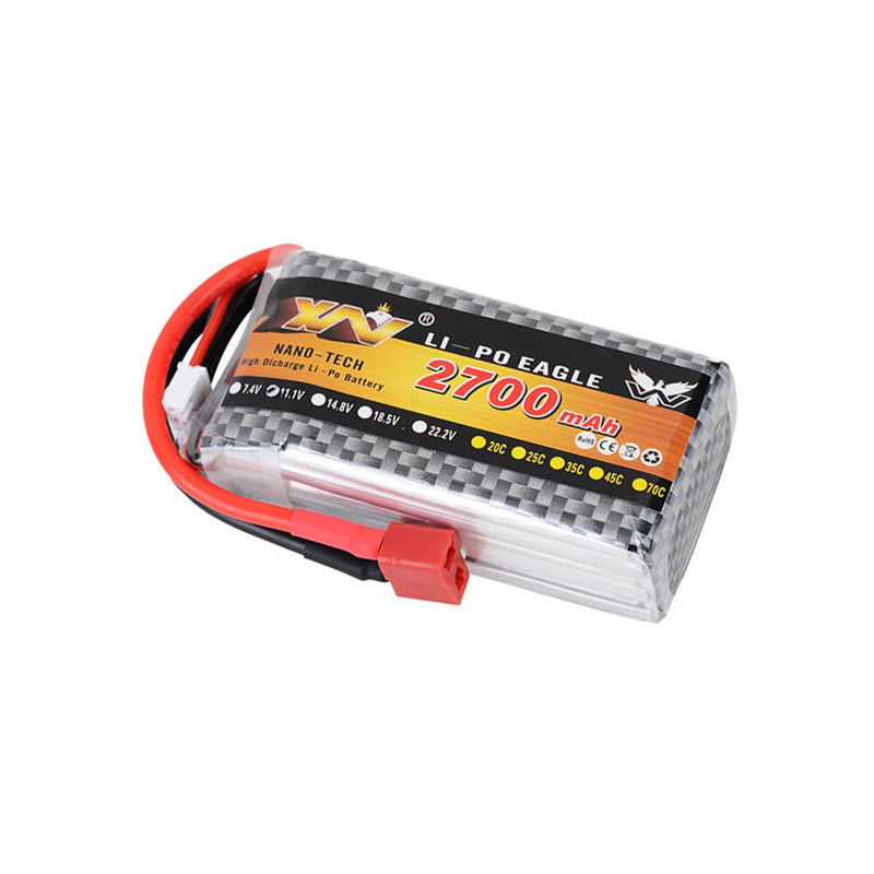 XW Power 11.1V 2700mAh 25C 3S LiPo Battery T Deans Plug for RC Car