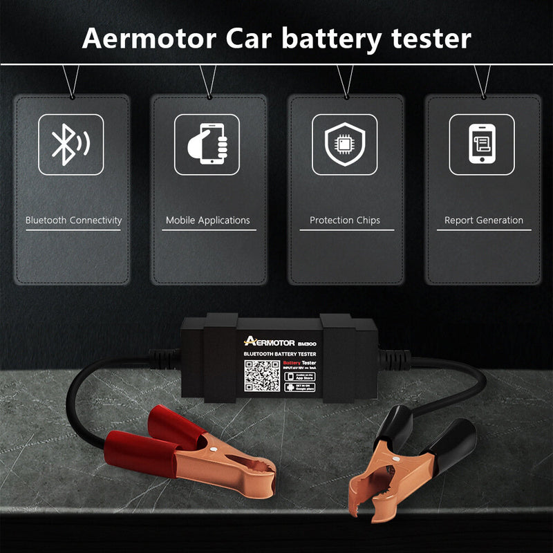 BM300 AERMOTOR 12V Car Battery Tester bluetooth Android & iOS Car Battery Detector Monitor The Car