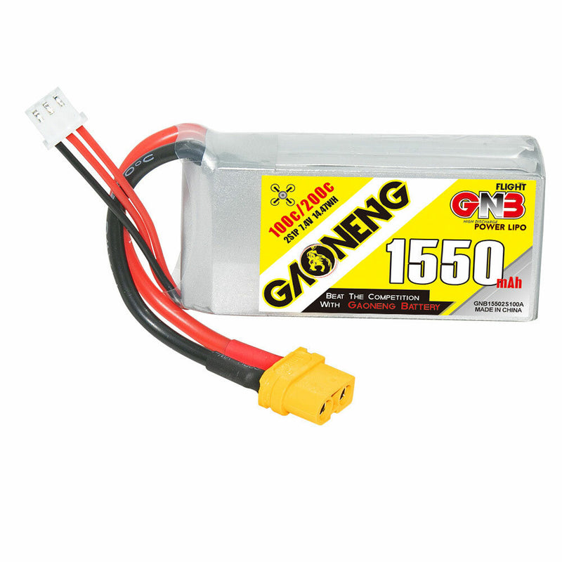 Gaoneng GNB 7.4V 1550mAh 100C 2S LiPo Battery XT60 Plug for RC Drone