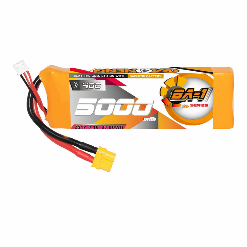 Gaoneng GNB 7.4V 5000mAh 40C 2S LiPo Battery T Plug / XT60 Plug for 1/10 and 1/8 scale RC Hobby Models RC Car Boat