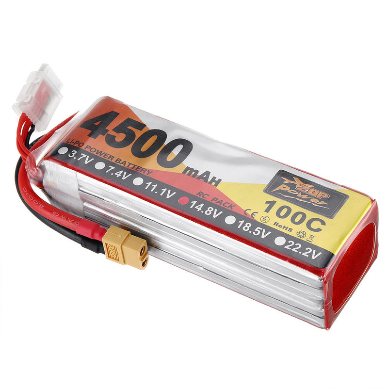 ZOP Power 14.8V 4500mAh 100C 4S Lipo Battery XT60 Plug for FPV RC Drone