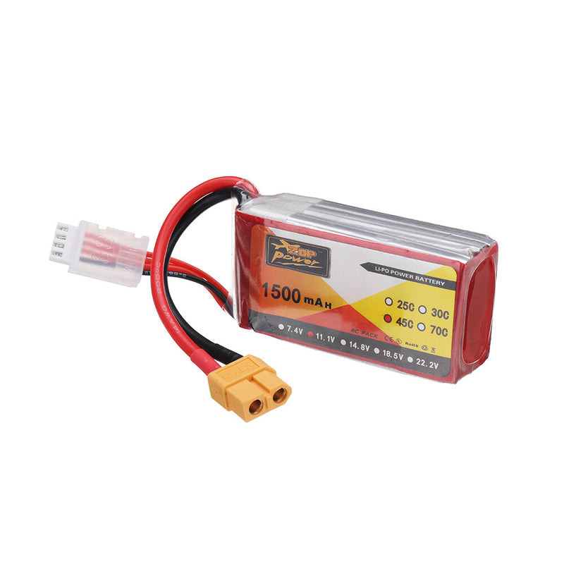 ZOP POWER 11.1V 1500mAh 45C 3S LiPo Battery XT60 Plug for RC Drone