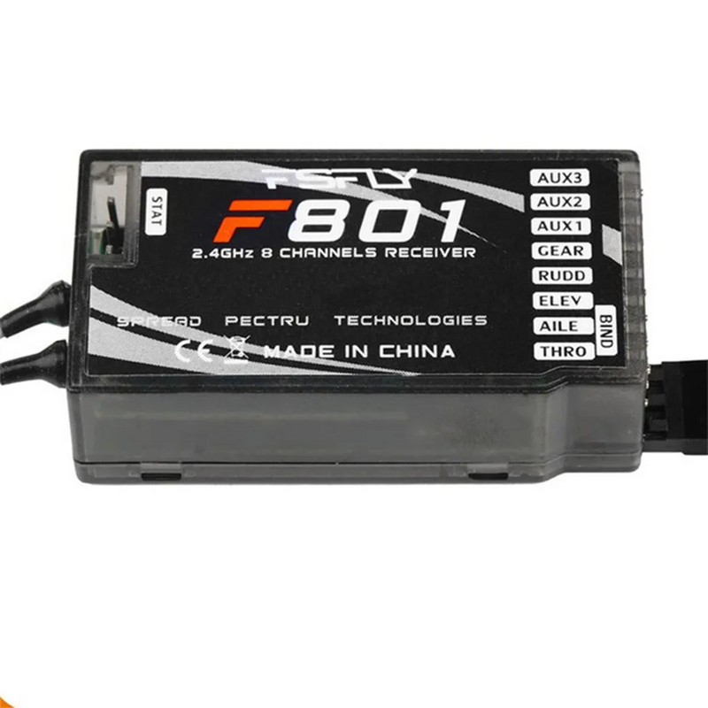 FSFLY F801 2.4GHz 8CH PPM DSM-X/DSM2 Receiver Support Spektrum DX6 DX7 DX8 DSM2 JR Transmitter for RC Helicopters Airplane