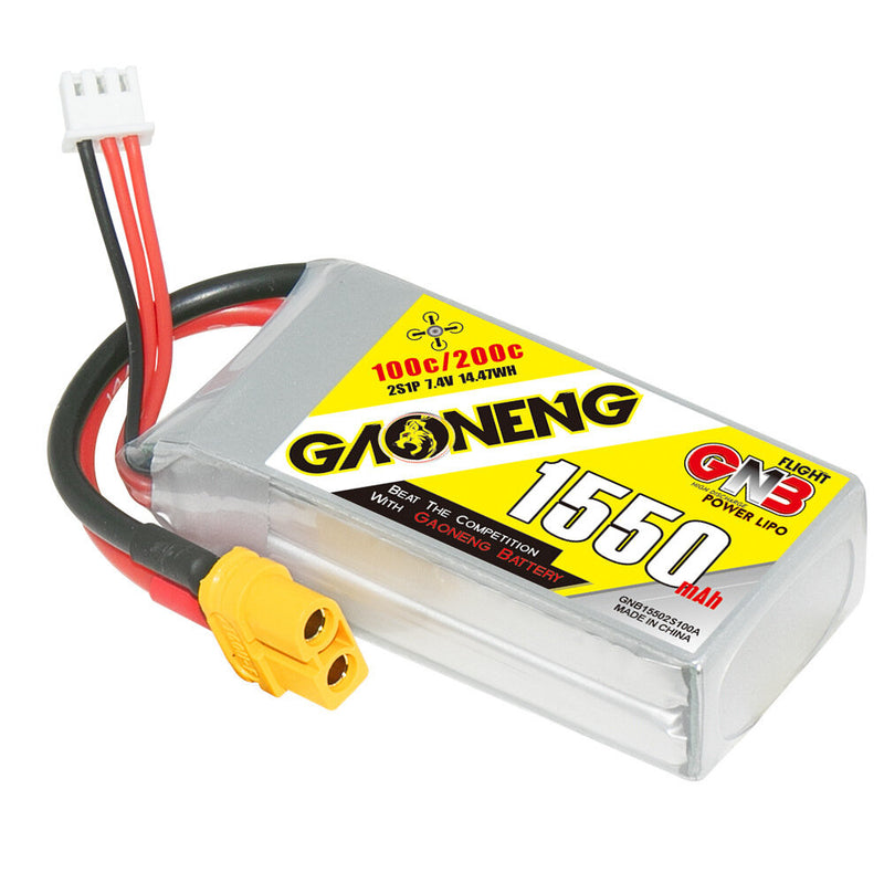 Gaoneng GNB 7.4V 1550mAh 100C 2S LiPo Battery XT60 Plug for RC Drone