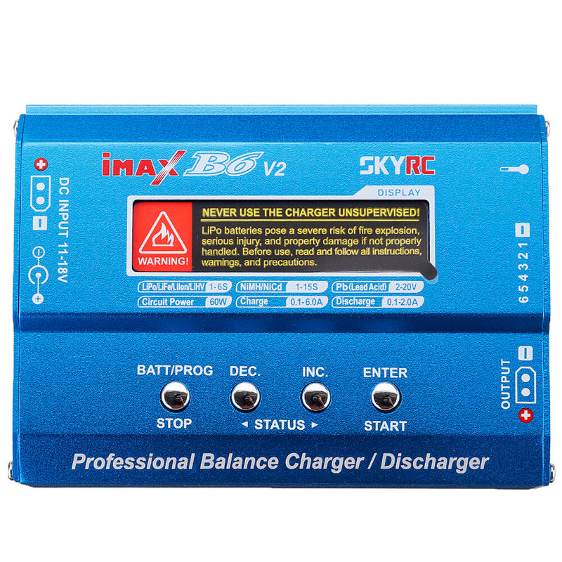 SKYRC iMAX B6 V2 60W 6A DC 2.5mm/XT60 Dual Input Battery Balance Charger Discharger with XT60 Output for Lipo/Li-ion/LiHV/LiFe/NiMh Battery