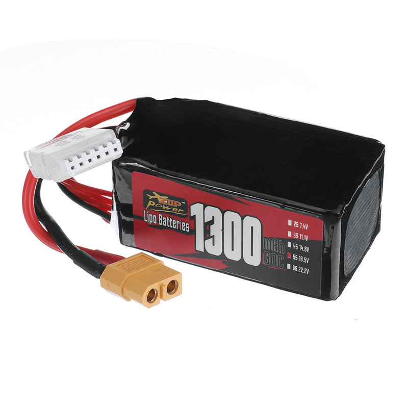 ZOP Power 5S 18.5V 1300mAh 60C LiPo Battery XT60 Plug for RC FPV Racing Drone Airplane Helicopter