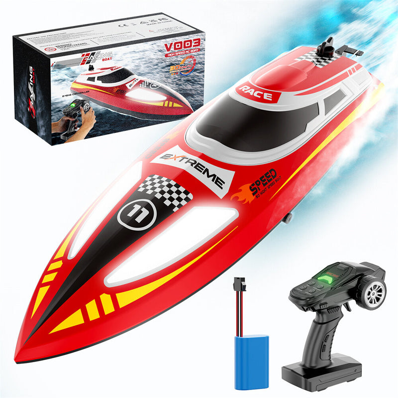 Flytec V003 RTR 2.4G 30km/h RC Boat High Speed Competitive Racing LED Lights Waterproof Auto Capsize Reset Self-Righting 3 Speed Ultra Long Using Time Water Cooling System Vehicles Models Toys