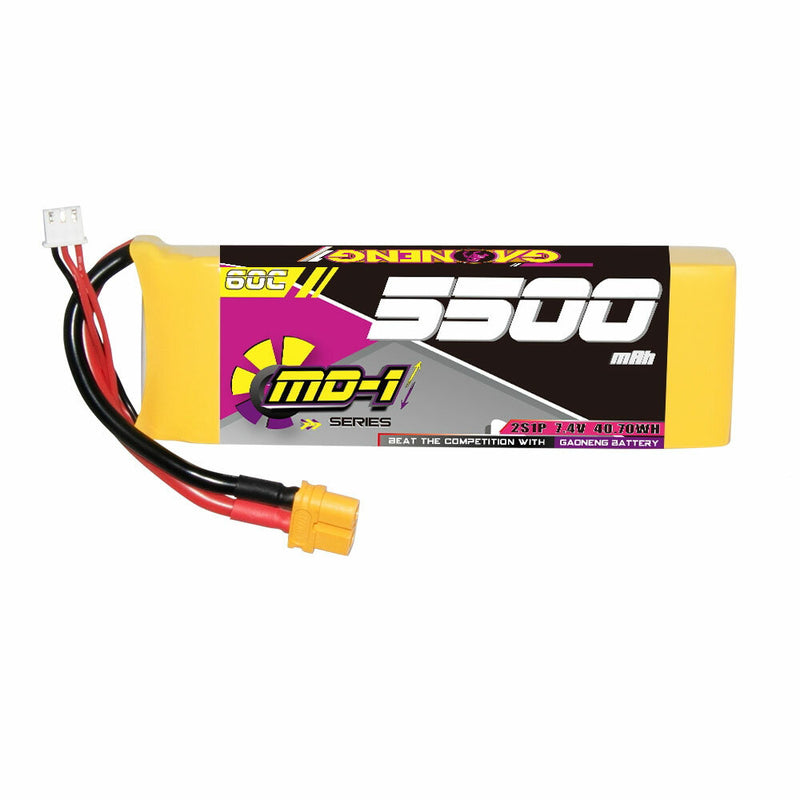 Gaoneng GNB 7.4V 5500mAh 60C 2S LiPo Battery T Plug / XT60 Plug for 1/10 and 1/8 scale RC Hobby Models RC Boat