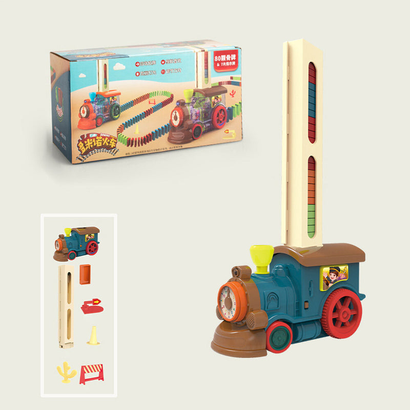 Domino Train Automatic Car Toys Set Boys Girls Electric Creative Games Blocks Educational Play Kids Children Gifts Random Color