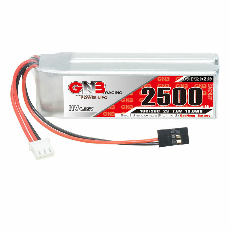 Gaoneng 7.6V 2500mAh 10C 2S LiHV Battery JR Plug for 1/10 1/8 RC Car