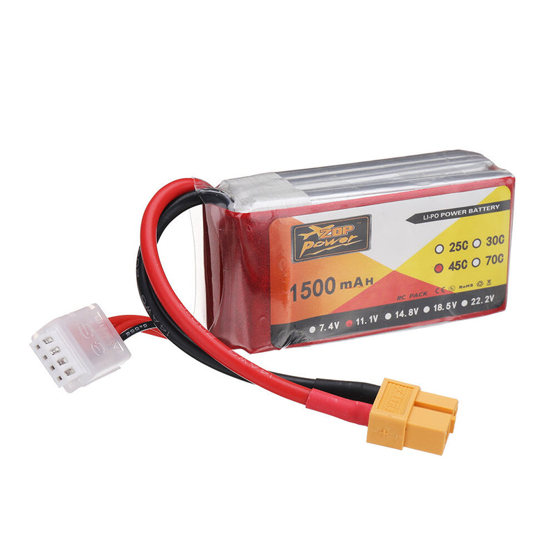 ZOP POWER 11.1V 1500mAh 45C 3S LiPo Battery XT60 Plug for RC Drone