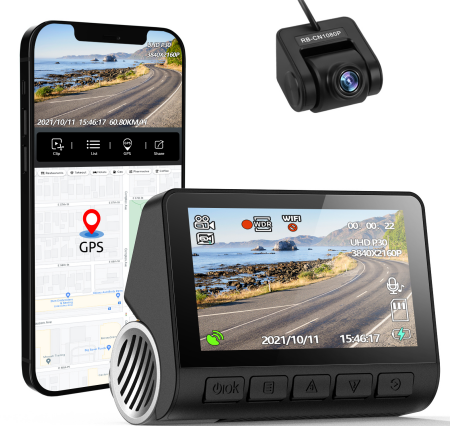 V55/V55+ 4K Dash Cam Car DVR 2160P GPS ADAS 24H Parking Support Rear Cam Night Vision Voice Prompt APP Control