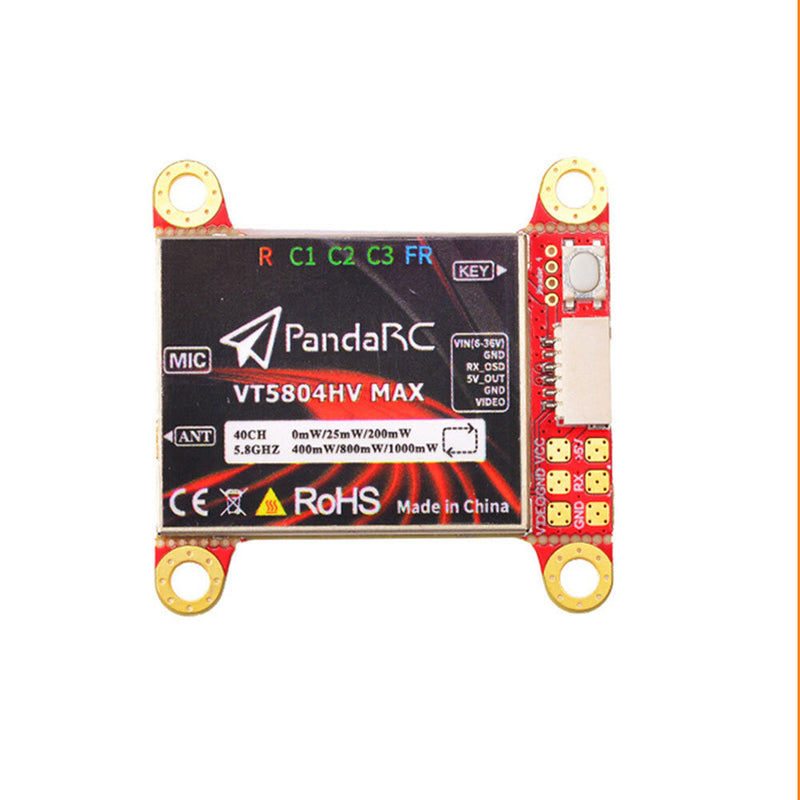 PandaRC VT5804HV MAX 5.8GHz 40CH 0/25/200/400/800/1000mW VTX MMCX FPV Transmitter Built-In Microphone OSD for RC Racing Drone