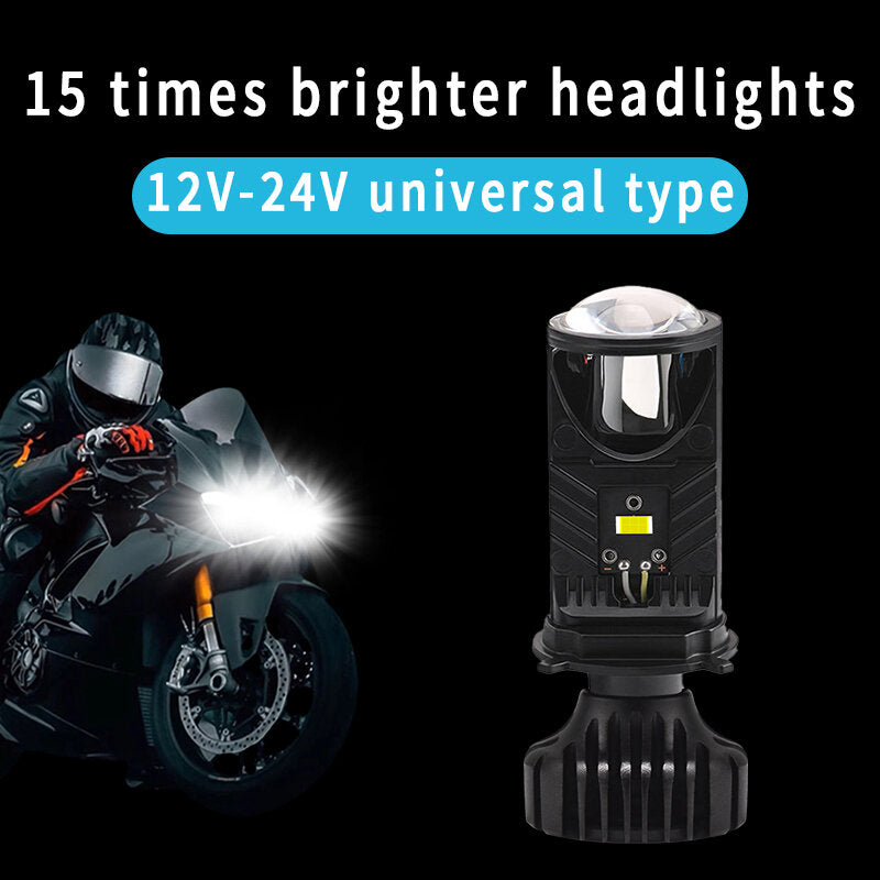 Infitary 12-36V Pair H4 LED Projector Headlight 6500K 55W Headlamp Universal for Cars and Motorcycles IP68 Waterproof