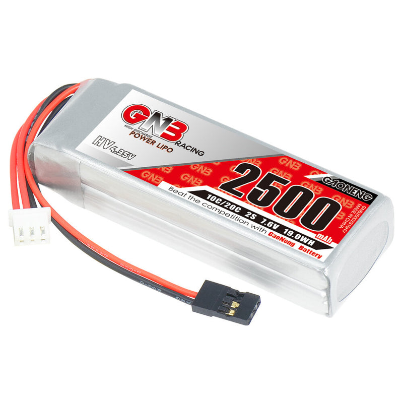 Gaoneng 7.6V 2500mAh 10C 2S LiHV Battery JR Plug for 1/10 1/8 RC Car