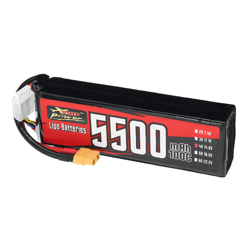 ZOP Power 14.8V 5500mAh 100C 4S 81.4Wh LiPo Battery XT60 Plug for RC FPV Racing Drone Airplane Helicopter Quadcopter