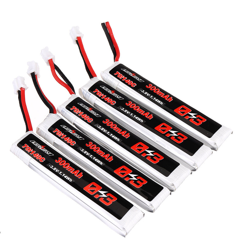 5Pcs URUAV 3.8V 300mAh 70C/140C 1S Lipo Battery PH2.0 Plug for Eachine TRASHCAN Snapper6 7 Mobula7