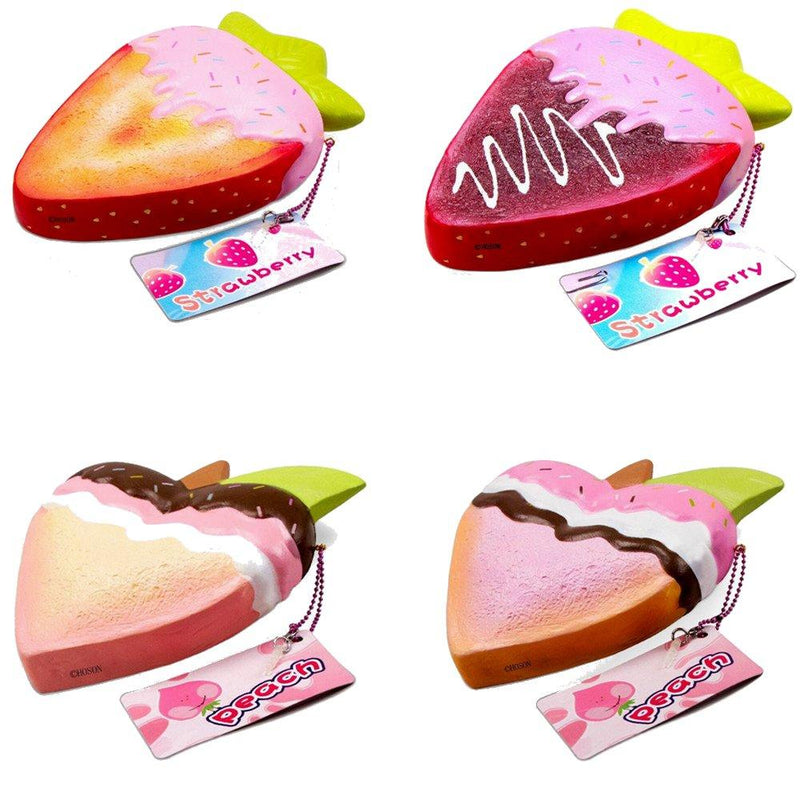 Hoson Squishy Strawberry Peach Toast 19cm 7.5Inches Bread Soft Slow Rising Fruit Toy With Original Package