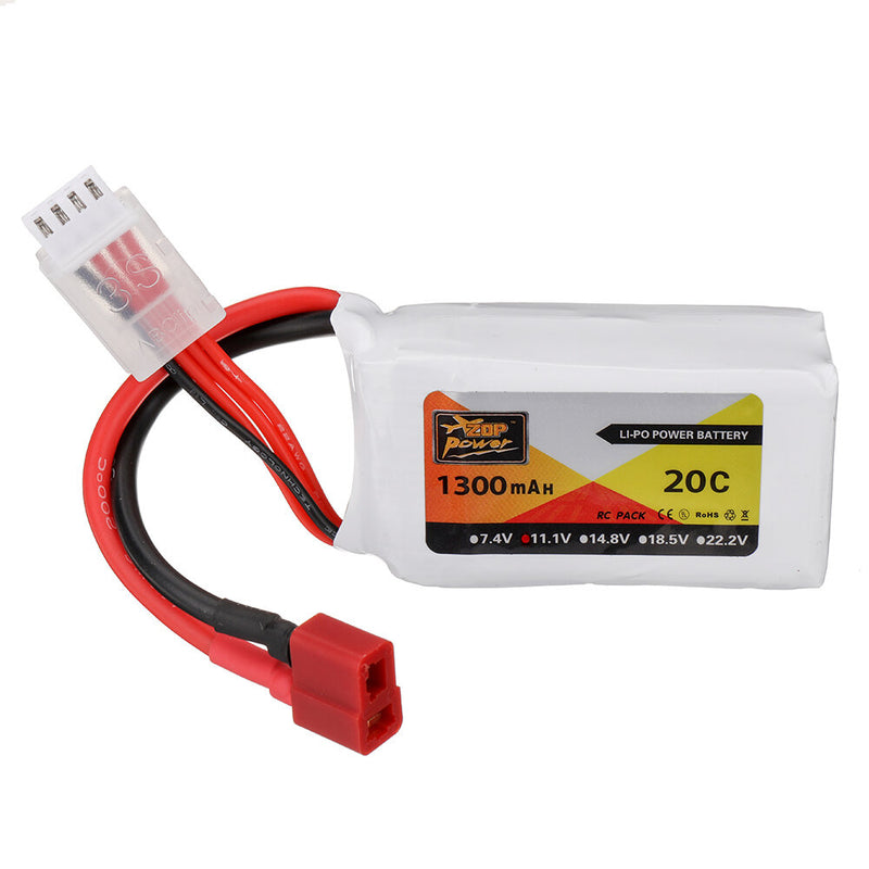 ZOP Power 11.1V 1300mAh 20C 3S LiPo Battery T Plug for RC Car