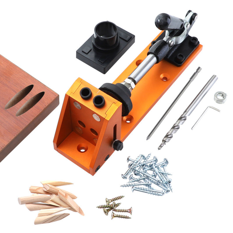 Pocket Hole Jig System 9.5mm Dowel Jig Aluminum Alloy Hole Drill Guide With Quick Fixed Clamp Base For Drilling Woodworking Tools