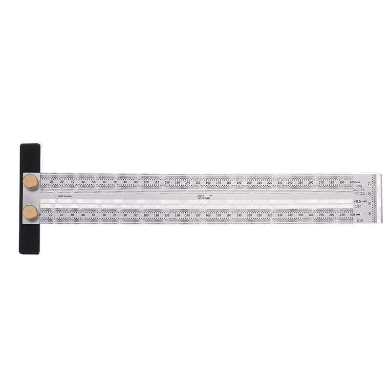 200mm+300mm+400mm Stainless Steel Precision Marking T Ruler Hole Positioning Measuring Ruler Woodworking Scriber Scribing Tool