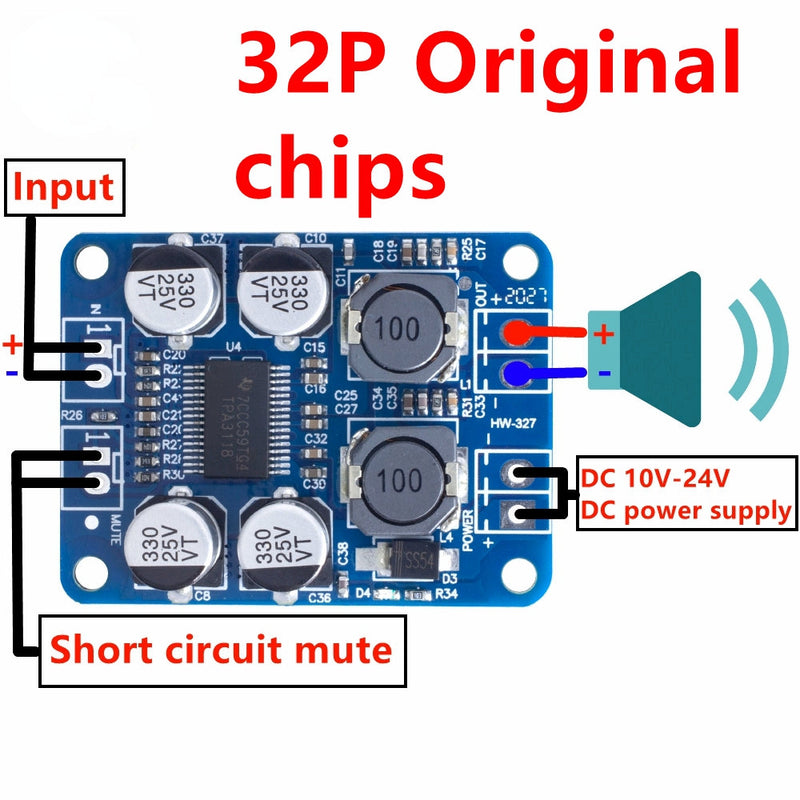 DC 12V-24V TPA3118 60W Mono Digital Audio Power Amplifier Board Amp Module 32P Chip