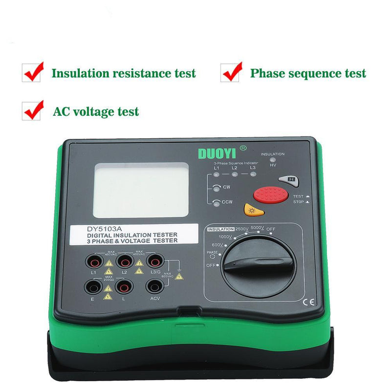 DUOYI DY5103A Insulation Resistance Tester Earth Ground Resistance Tester Digital Voltmeter Multimeter Megger Insulation Tester