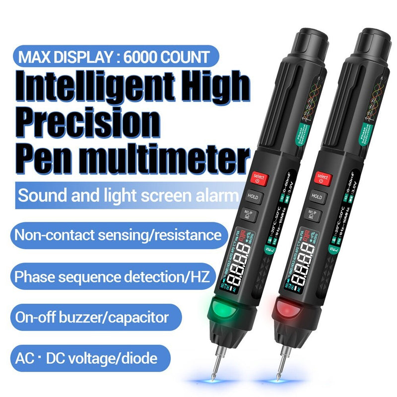 ANENG A3008 Digital Multimeter Auto Intelligent Sensor Pen Tester 6000 Counts Non-contact Voltage Meter VA Color Reverse Display Screen