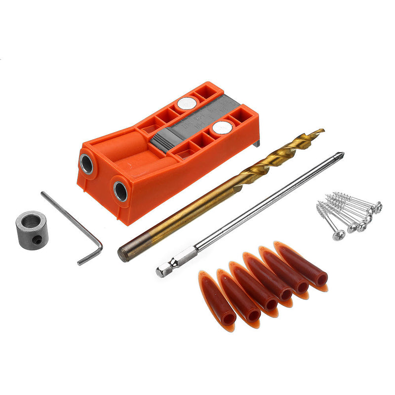 Adjustable ABS Plastic 9.5mm Pocket Hole Jig Drill Guide With Magnet Woodworking Jig with Wood Drill Screwdriver Bit