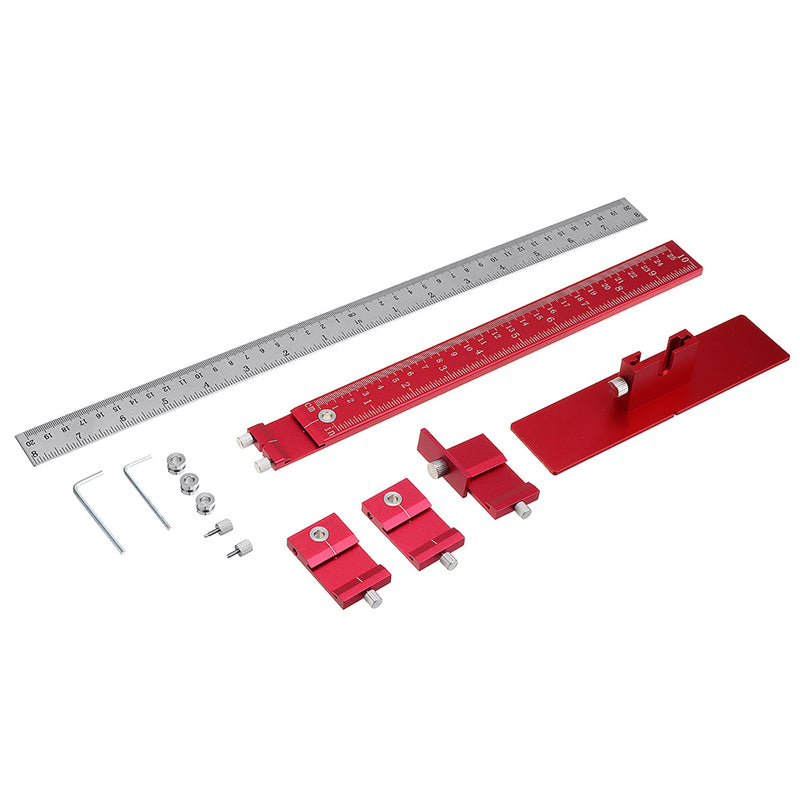 Drillpro Aluminum Alloy Cabinet Hardware Jig Inch and MM Hole Punch Locator Woodworking T Type Ruler