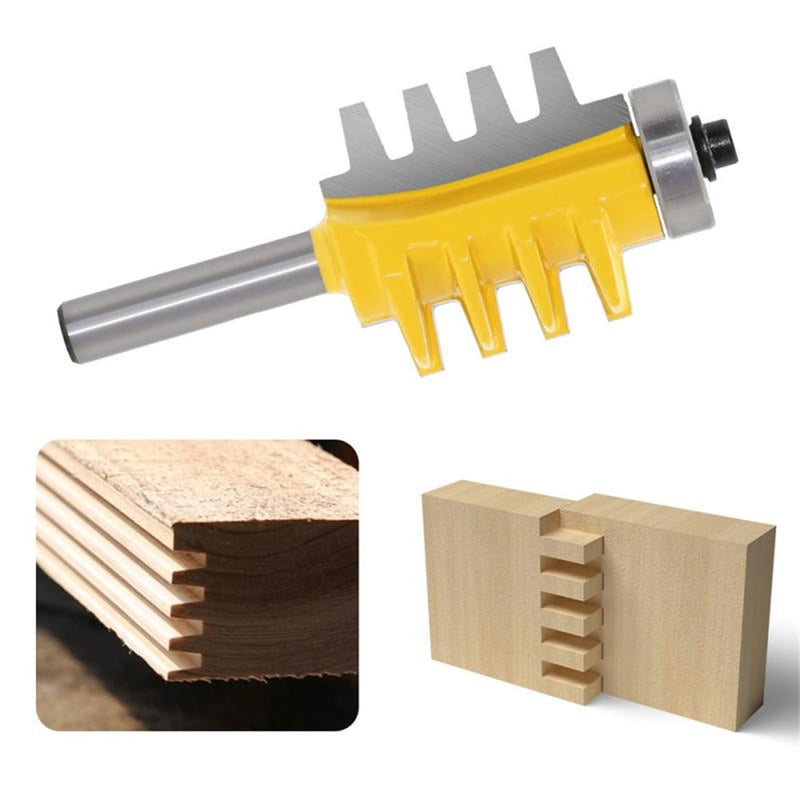 Drillpro T-Slot Finger Joint Router Bit 1/2 or 1/4 Inch Shank Reversible for Woodworking Cutting