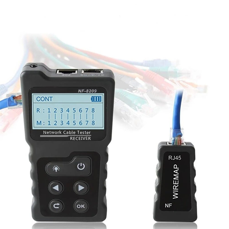 NF-8209 Multifunctional LCD Network Cable Tester Wire Tracker POE Checker Inline PoE Voltage and Current Tester with Illuminate Function