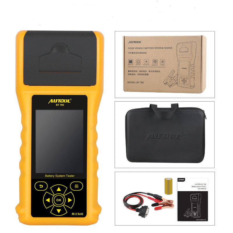Autool BT760 Car Battery Tester Capacity Internal Resistance Detector 12V Support One-Click Data Printing for Auto Trucks