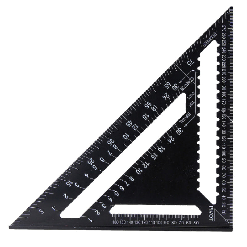 Raitool AR01 43X30X30cm Metric Aluminum Alloy Triangle Ruler Black Triangular Ruler