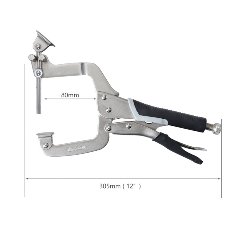 12 Inch C Clamp Dual Purpose 90 Degree Right Angle Clip Metal Fix Plier Locator for Pocket Hole Joinery Locking Pliers