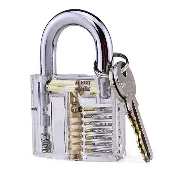 Transparent Practice Padlock with Lock Pick Tool Set for Locksmith - LOCKPICKWEB