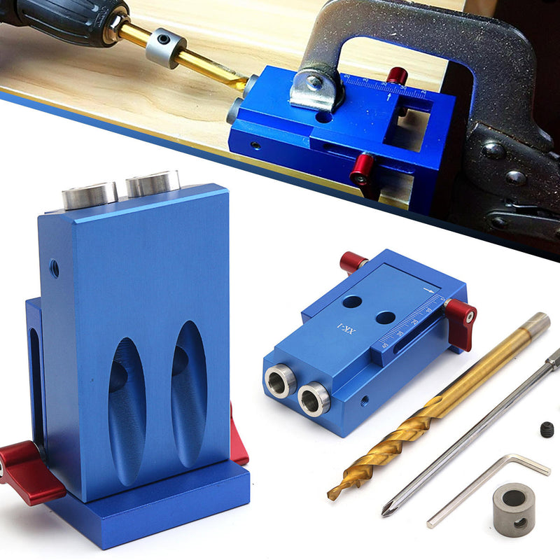 Mini Kreg Style Pocket Slant Hole Jig System Kit with Step Drill Bit Woodwork Tool Set