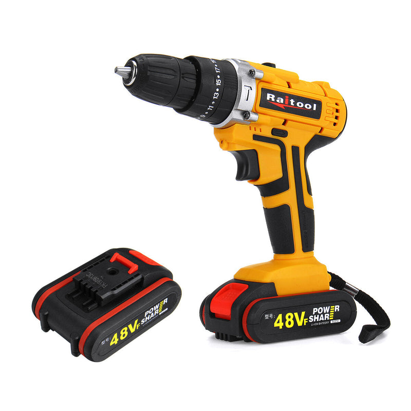 48VF Cordless Electric Impact Drill Rechargeable 3/8 Inch Drill Screwdriver with Li-ion Battery