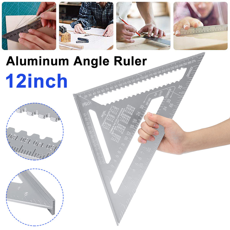 12 Inch Triangle Ruler Aluminum Alloy 30cm Woodworking Multi-function Angle Ruler