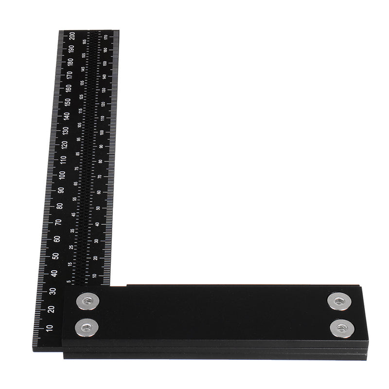 200mm Black Aluminium Alloy T-shaped Hole Ruler with Metric and Imperial Scales Precise Measuring and Marking for Woodworking Carpenter
